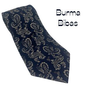 Burma Bibas Black Gold Paisley Silk Necktie